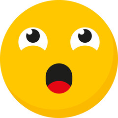 Yellow circular face emoji with wide-open eyes looking upwards and open mouth with visible red tongue, expressing surprise or shock.