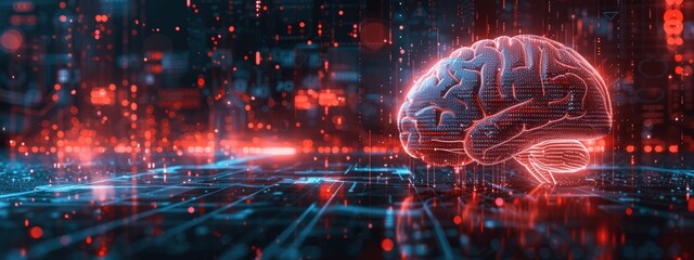 Fototapeta premium Advanced Neural Health Research Brain Visualization Infographic for Diagnosing Alzheimer and Mental Health in Clinical Hospitals