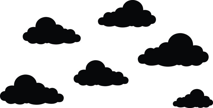 set of clouds art icons silhouette vector