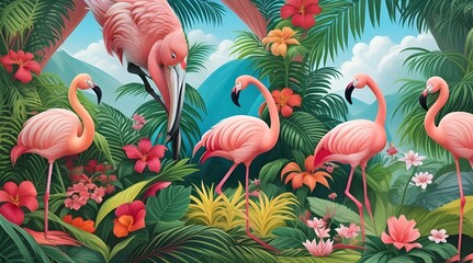 pink flamingo birds