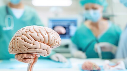 Brain model close-up illustrating areas of damage, perfect for medical and scientific content with neutral background.