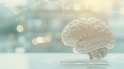 Close-up of a human brain model showcasing damage areas, emphasizing medical research and healthcare awareness in a clinical setting.