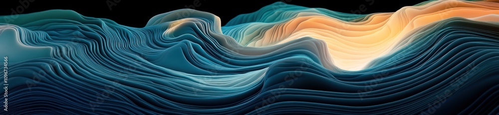 Poster Abstract waves with layered textures in vibrant colors.