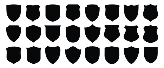 Shield icon set. Protect shield security icons. Shield badge quality symbol. Collection of security shield icons. Vector illustration