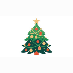 Black silhouette of a decorated Christmas tree in detailed vector art perfect for festive holiday decorations and illustrations