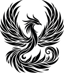 Phoenix Feather Vector Black Silhouette Cricut Design for T-Shirt