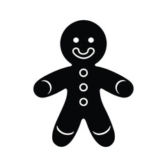 Gingerbread man silhouette with intricate black vector details perfect for seasonal artwork and festive themes