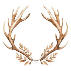 Naklejka premium A symmetrical design featuring antlers and foliage, creating a natural and rustic aesthetic ideal for decor.