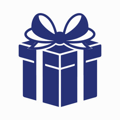 Wrapped gift box silhouette in black vector art emphasizing elegant bow details perfect for holiday-themed creative projects