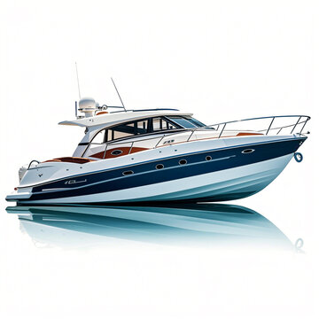 white and blue yacht on water clip art preview