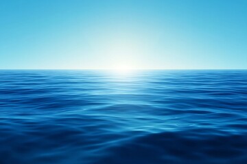 Obraz premium Serene Blue Ocean Horizon at Sunset with Minimalist Seascape