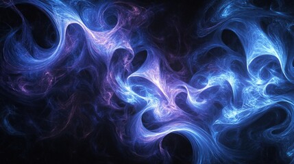 Obraz premium Abstract swirling blue and purple nebula-like fractal art.