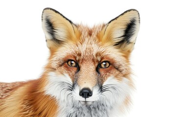 Fototapeta premium A close-up shot of a fox's face on a white background