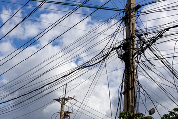 Chaotic Tangle of Wires – Electricity Network,  Cambodia, Siem Reap