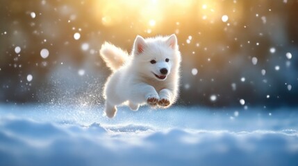 Obraz premium Energetic Siberian Husky Pup in Winter Wonderland