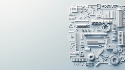 Obraz premium Economic data visualization, dynamic blueprint projection, 3D illustration