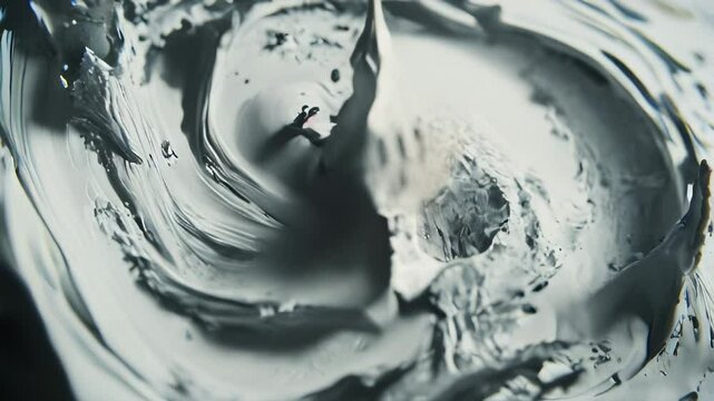 Abstract swirls of grayish substance in a textured pattern captured in striking detail, showcasing unique shapes and shadows