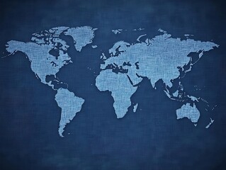 Naklejka premium Blueprint world map, stock market trends overlay, 3D illustration