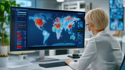 Close-Up of Viral Particles Under Microscope Lens