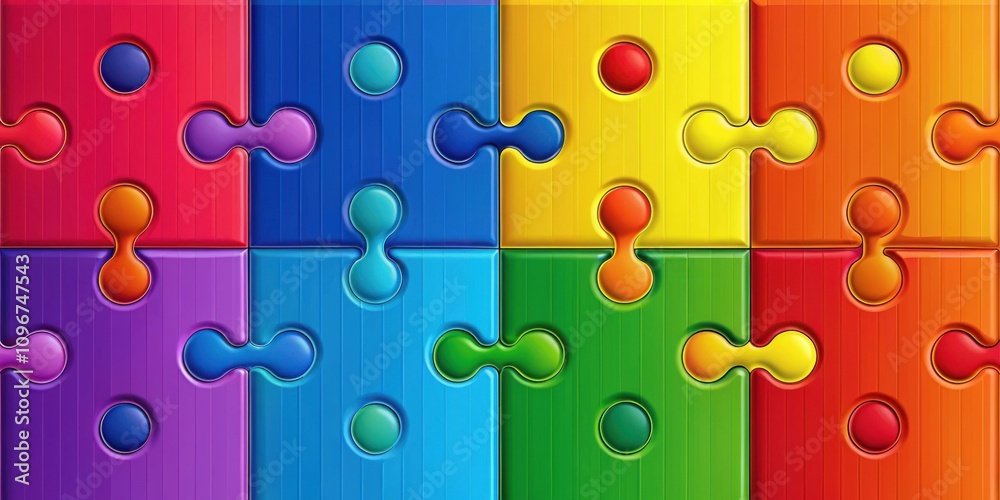 Poster A vibrant jigsaw puzzle with colorful pieces interlocked, symbolizing the intricate connections and solutions found in problem solving.