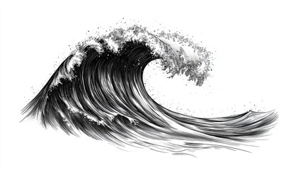 Obraz premium a vector drawing of a single big wave on a white backbround