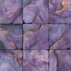 Fototapeta premium Purple marble tiles with gold streaks – luxurious design to elevate the beauty of any interior space
