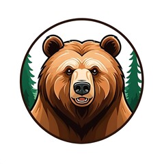cute bear animal forest grizzly logo isolated on white background