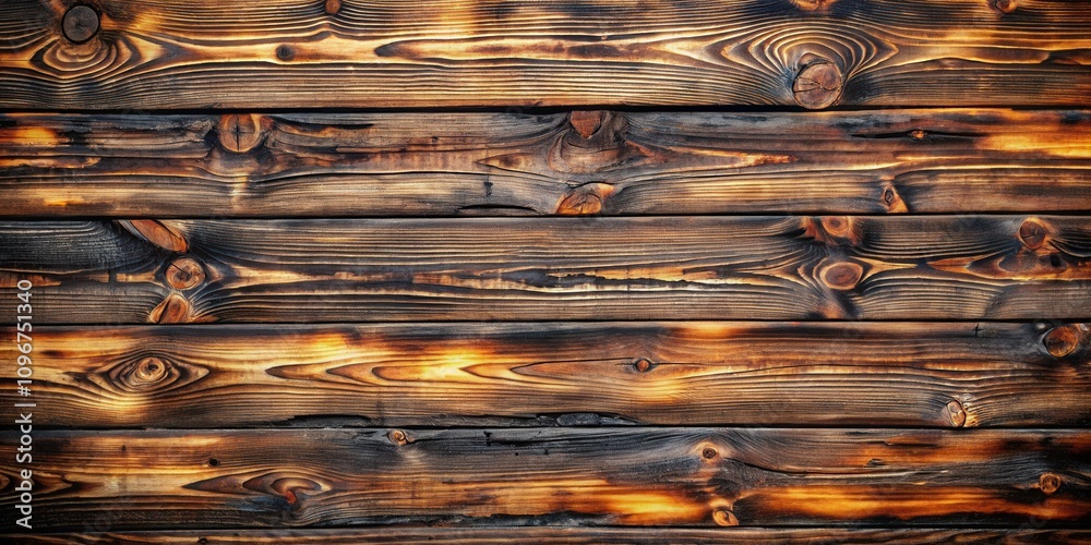 Poster rustic charred wooden planks a textured background of burned wood with knots and grain patterns