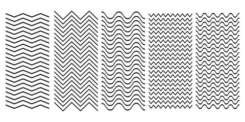 Waves line set. Wave ornament pattern. Set of wavy zigzag lines. Wave thin line background. Vector zigzag and wavy horizontal underline. Vector illustration