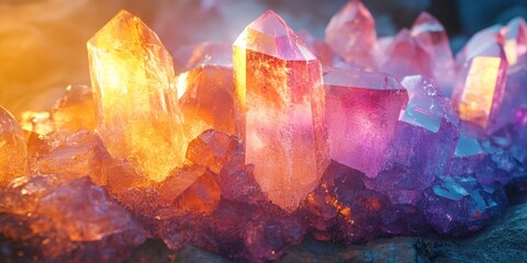 Vibrant Orange And Purple Crystal Cluster Formation
