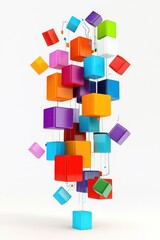 Obraz premium Creative business concept displayed as colorful blocks forming a 3D business chart, data creativity, innovative solutions through data