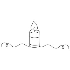 Candle icon   single line art, continuous one line drawing of  Isolated outline vector art 
