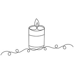 Candle icon   single line art, continuous one line drawing of  Isolated outline vector art 