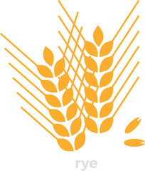 Rye ears color icon. Farm grain plant
