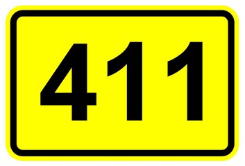 Illustration eines Schildes der Bundesstraße B 411 in Deutschland  © Pixel62