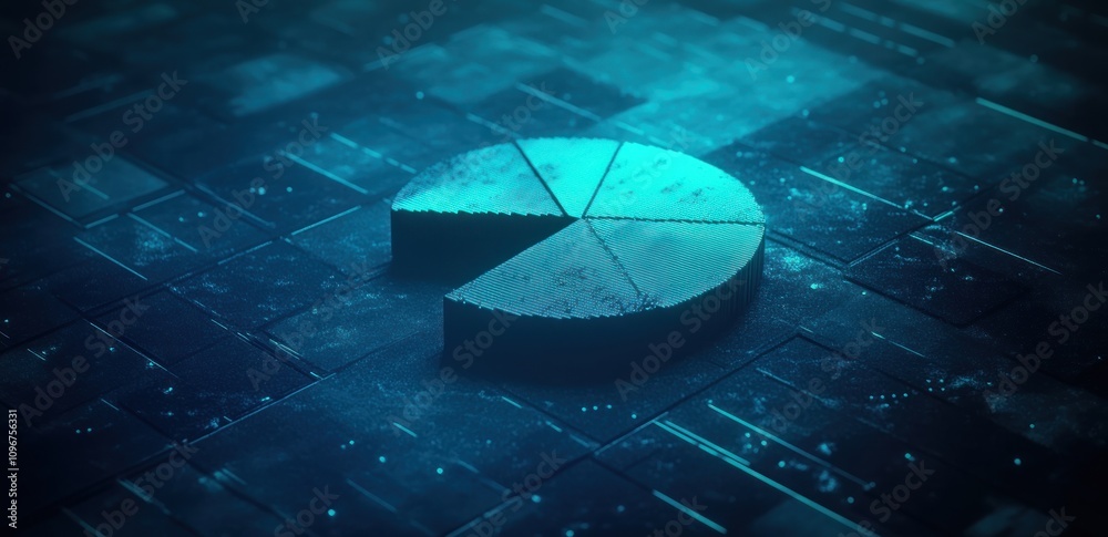 Poster A stylized pie chart on a textured surface, symbolizing data visualization or analysis.