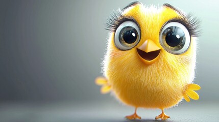 Fototapeta premium create a kind mascot of a non-existent female with big eyes laughing in the form of a bird