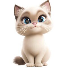 Obraz premium A digitally rendered image of an adorable cream-colored kitten with blue eyes sitting and looking up.