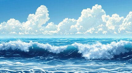 Fototapeta premium create an ocean wave photo with a realistic styleï¼Œonly a wave, in ocean and blue sky