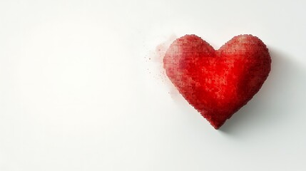 Fototapeta premium The pixelated heart icon features a blocky design with sharp edges and vibrant red color, symbolizing a player's in game life or health status