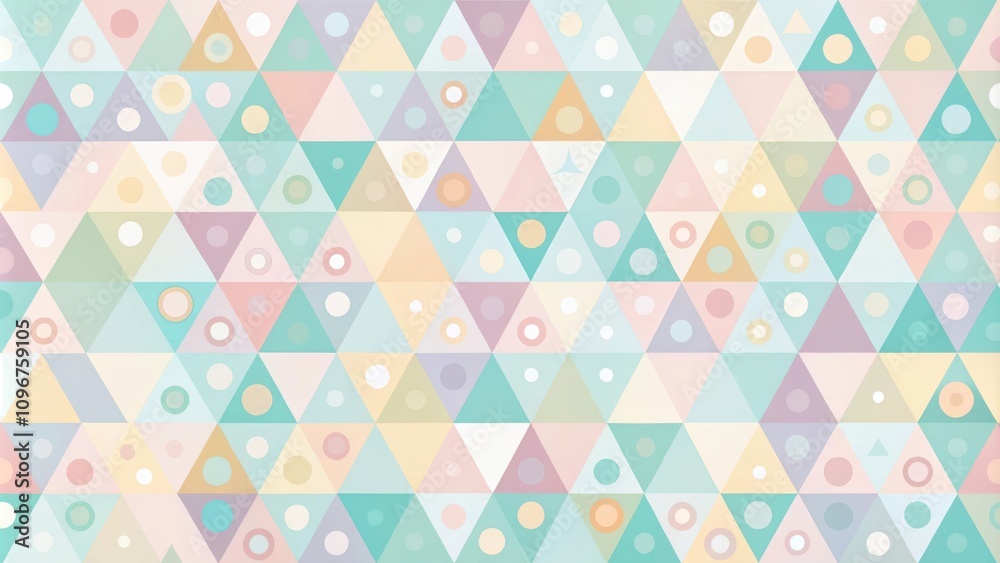 Aufkleber abstract geometric pattern with triangles and circles in pastel tones