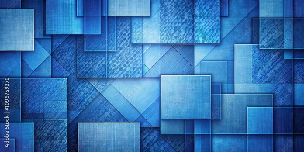 Aufkleber Abstract Blue Geometric Pattern of Overlapping Squares with Subtle Texture
