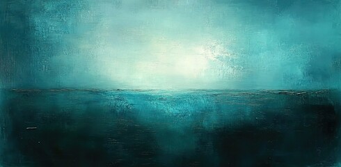 Obraz premium Abstract teal and blue painting, large canvas print, atmospheric background