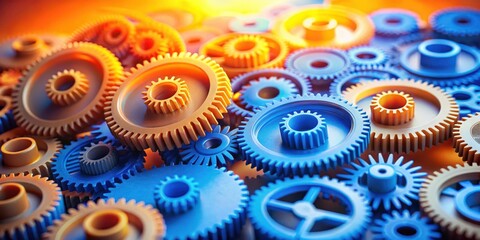 A close-up view of interlocking gears, showcasing the intricate design and seamless operation of a complex mechanical system.