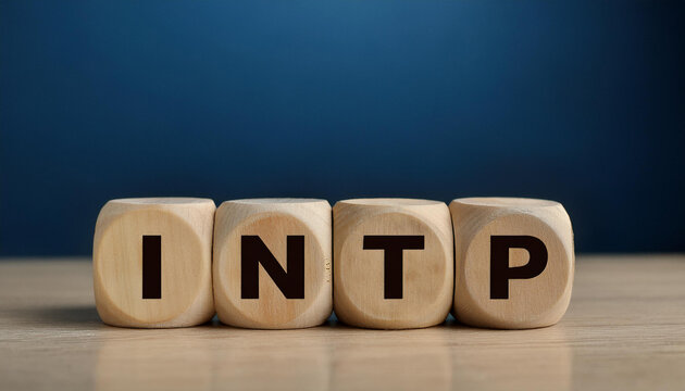 Wooden cubes with abbreviation INTP on table. Introverted, Ntuitive, Thinking, Perceiving.