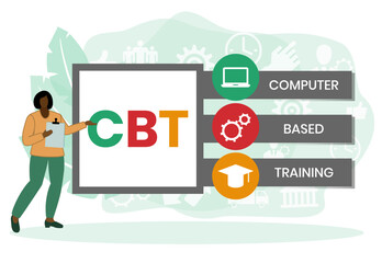 CBT - Computer Based Training acronym. business concept background. vector illustration concept with keywords and icons. lettering illustration with icons for web banner, flyer, landing page