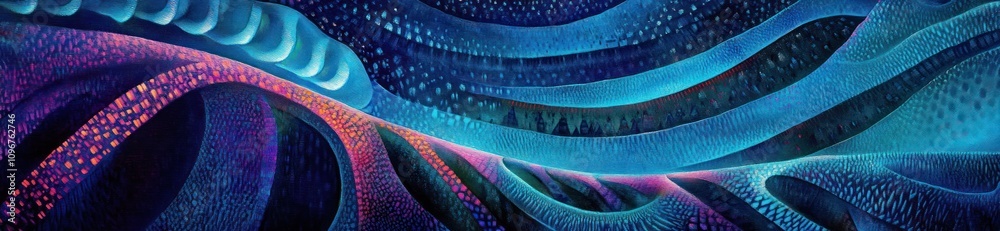 Poster Abstract digital art featuring flowing lines and vibrant colors, creating a dynamic visual experience.