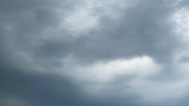 Time lapse of black clouds moving in the blue sky. clouds bring rainwater
