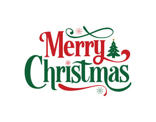 Merry Christmas typography vector design. Xmas text isolated illustration on white for greeting cards, postcard, poster, banner design.