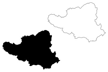 District of Peja (Republic of Kosovo and Metohija, Districts of Kosovo, Republic of Serbia) map vector illustration, scribble sketch Pec map
